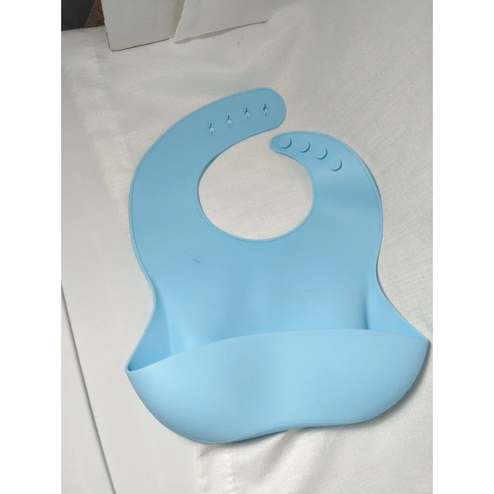 Silicone Bibs By KeaBabies! Lot Of 3 Adjustable Bibs In Blue, Teal & Green. EUC